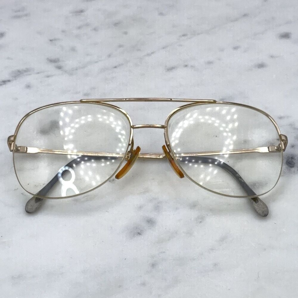 Vintage Luxottica Thor Gold Electroplated Eyeglasses Frames Only 58-16-140 Italy